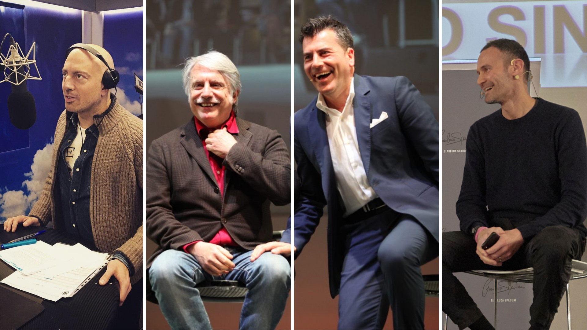 Paolo Crepet, Gianluca Spadoni, Jack Sintini e Chicco Giuliani a Pesaro il 24 maggio
